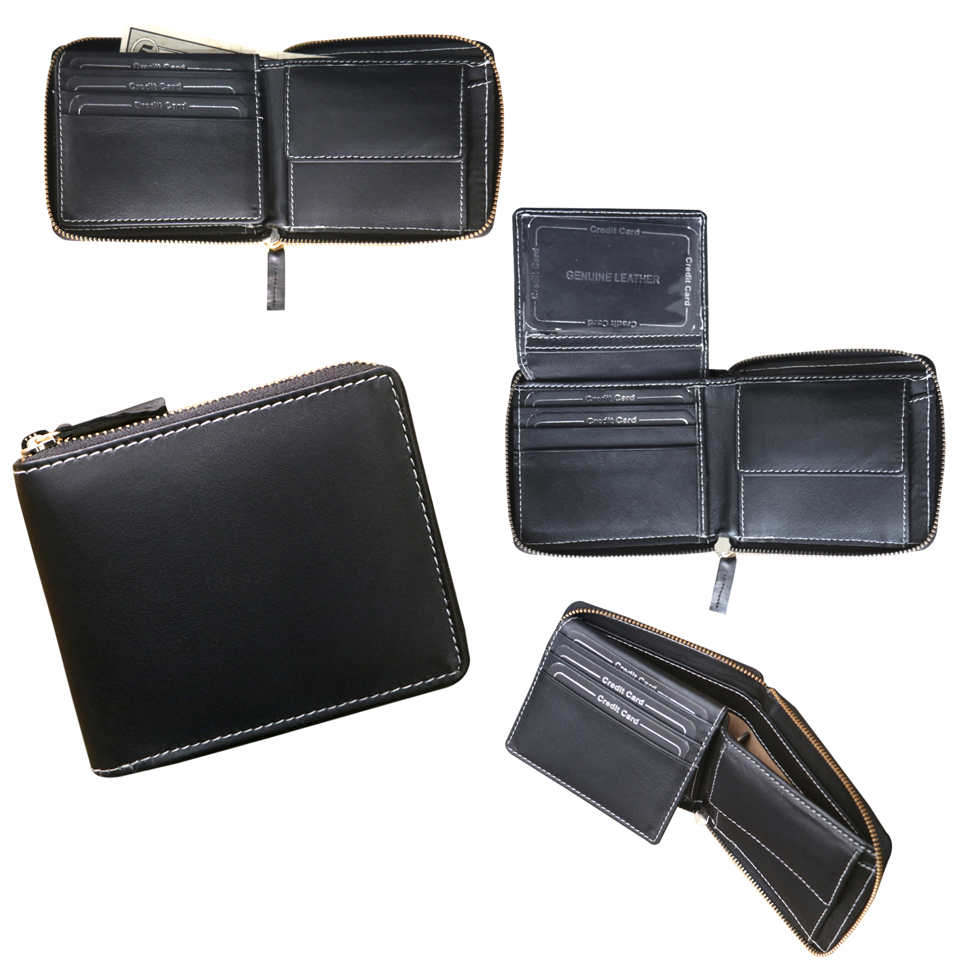 Black Multi-Pocket Bifold Wallet